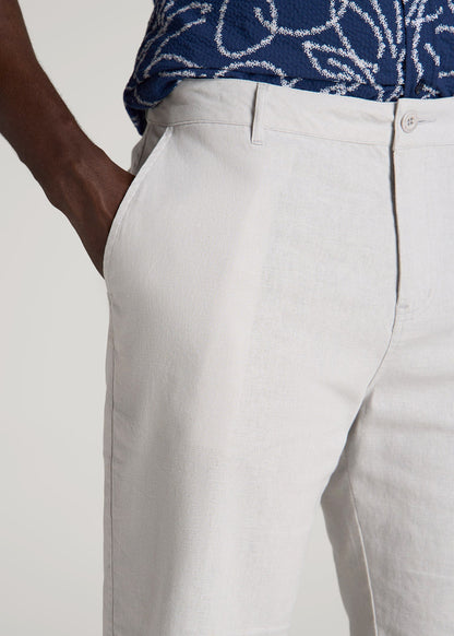 American Tall Men Linen Shorts For Tall Men in Vapor Grey
