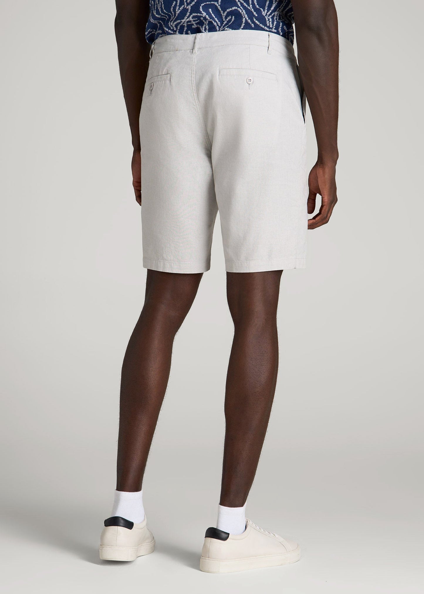 American Tall Men Linen Shorts For Tall Men in Vapor Grey
