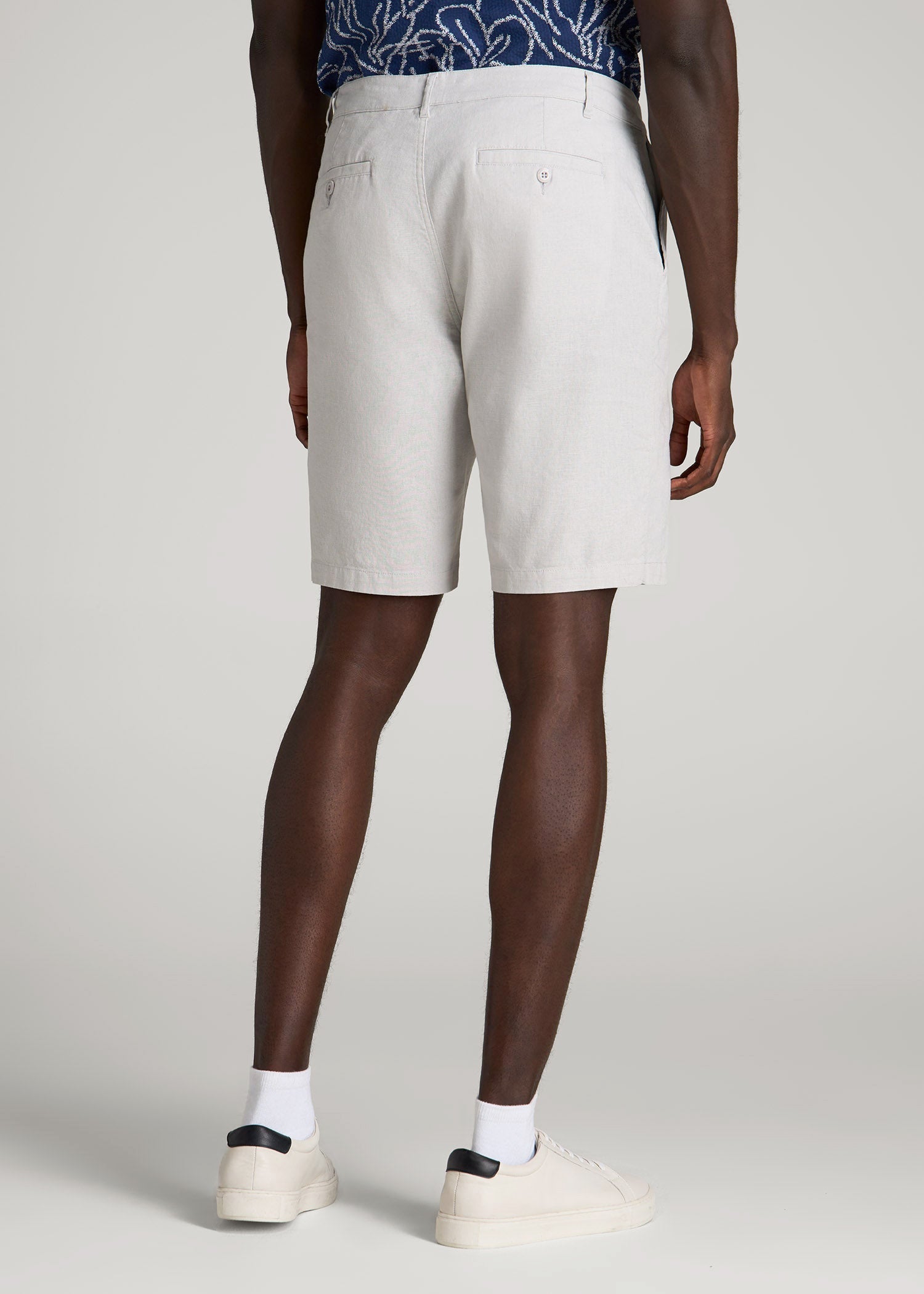 American Tall Men Linen Shorts For Tall Men in Vapor Grey