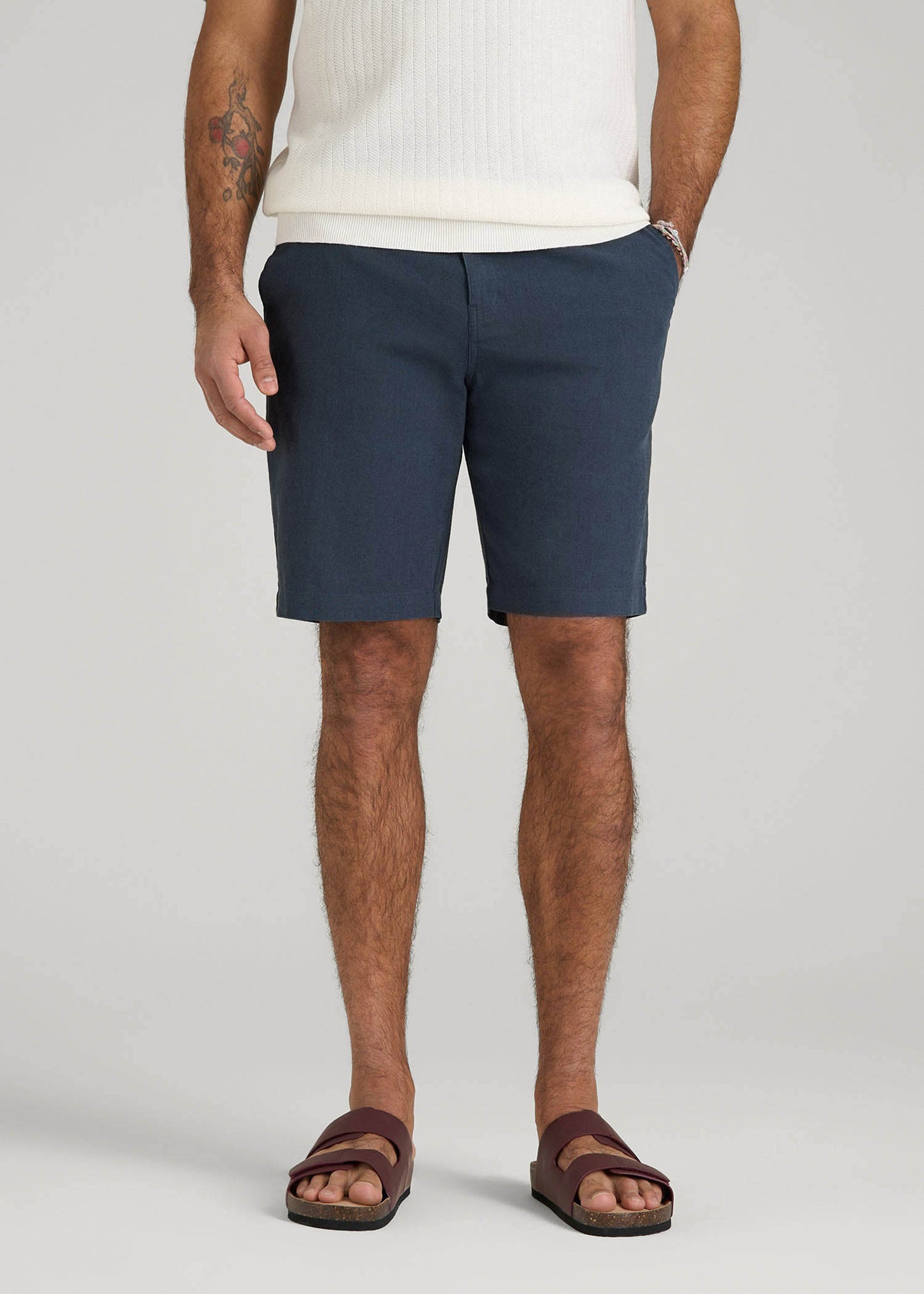 American Tall Men Linen Shorts For Tall Men in Chambray Linen