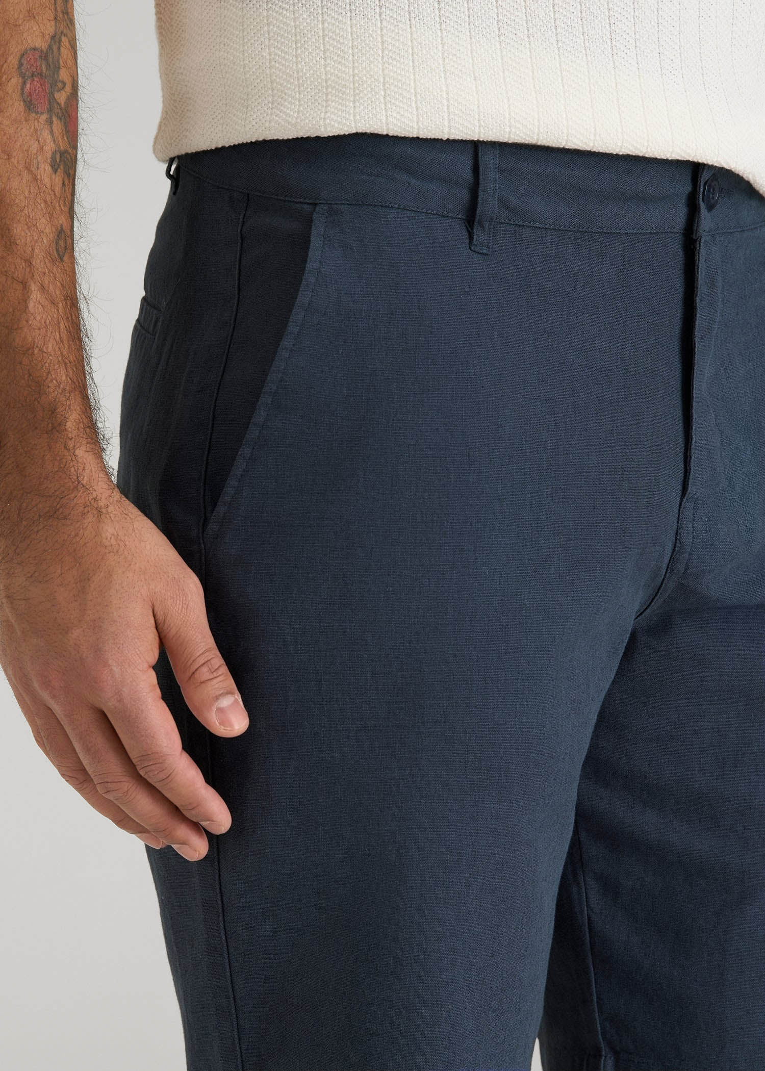 American Tall Men Linen Shorts For Tall Men in Chambray Linen