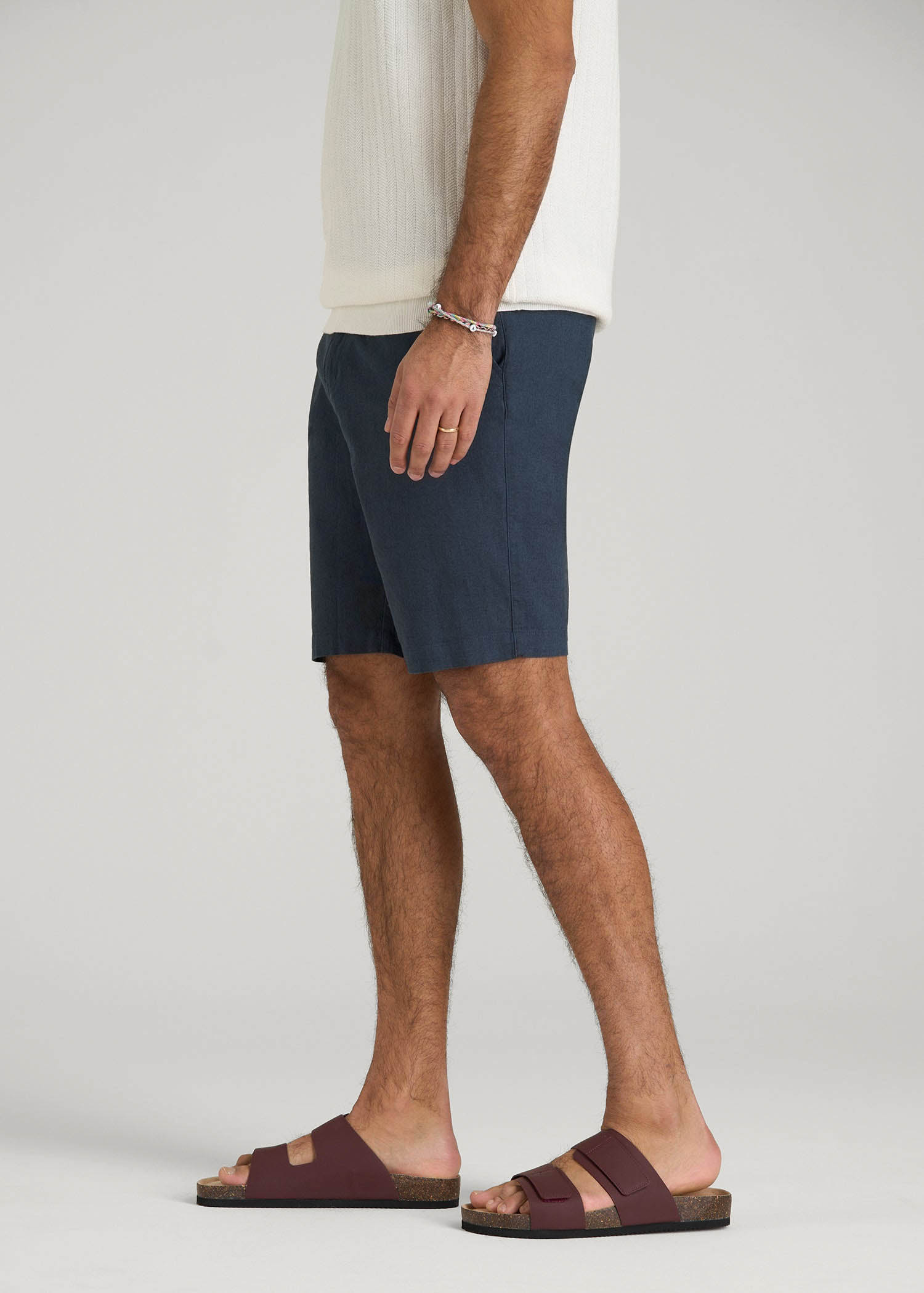American Tall Men Linen Shorts For Tall Men in Chambray Linen