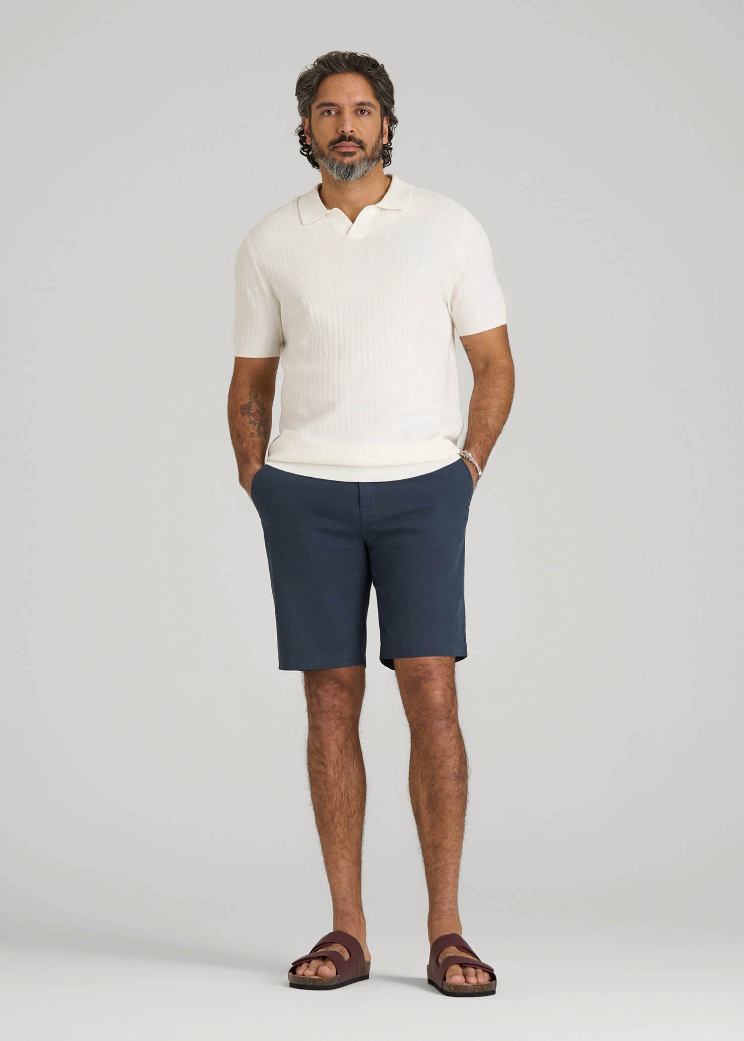 American Tall Men Linen Shorts For Tall Men in Chambray Linen