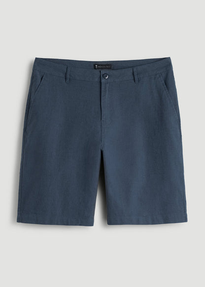 American Tall Men Linen Shorts For Tall Men in Chambray Linen