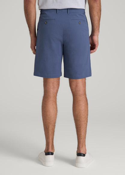 American Tall Men Seersucker Shorts for Tall Men in Steel Blue