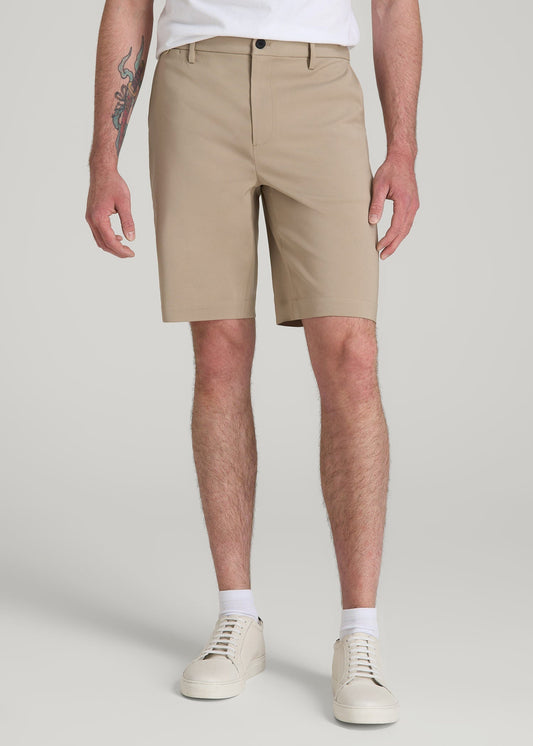 American Tall Men Tech Chino Shorts for Tall Men in Desert Khaki