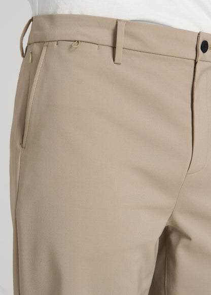 American Tall Men Tech Chino Shorts for Tall Men in Desert Khaki