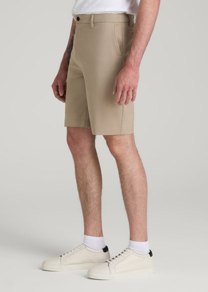 American Tall Men Tech Chino Shorts for Tall Men in Desert Khaki