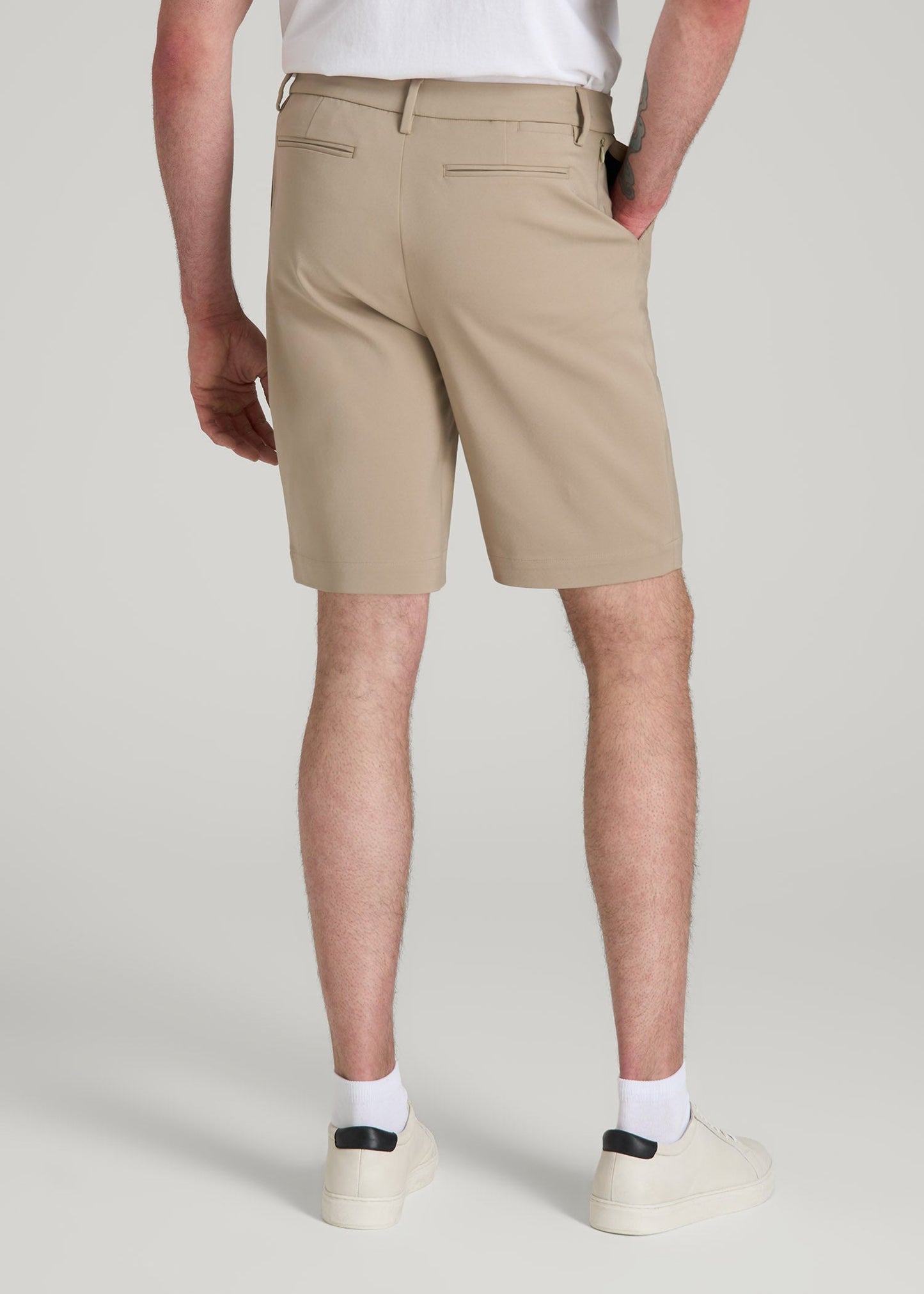 American Tall Men Tech Chino Shorts for Tall Men in Desert Khaki