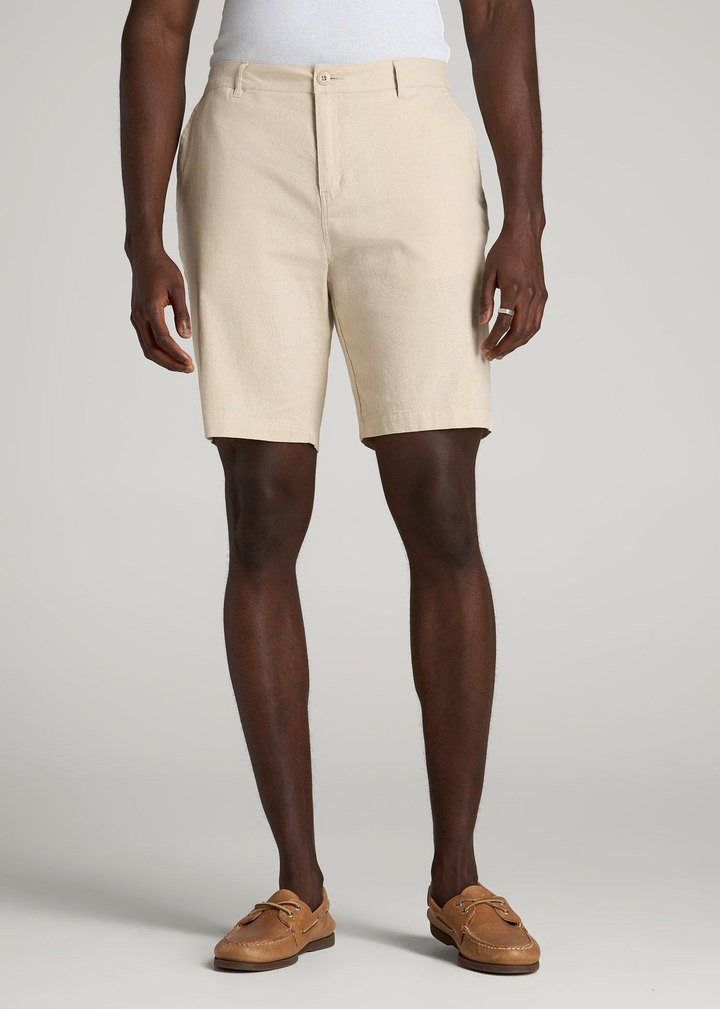 American Tall Men Linen Shorts For Tall Men in Sandstone