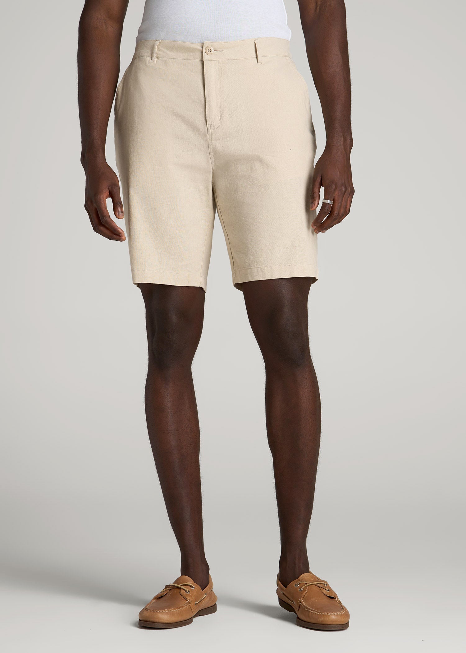 American Tall Men Linen Shorts For Tall Men in Sandstone