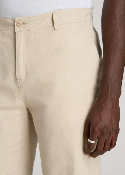 American Tall Men Linen Shorts For Tall Men in Sandstone