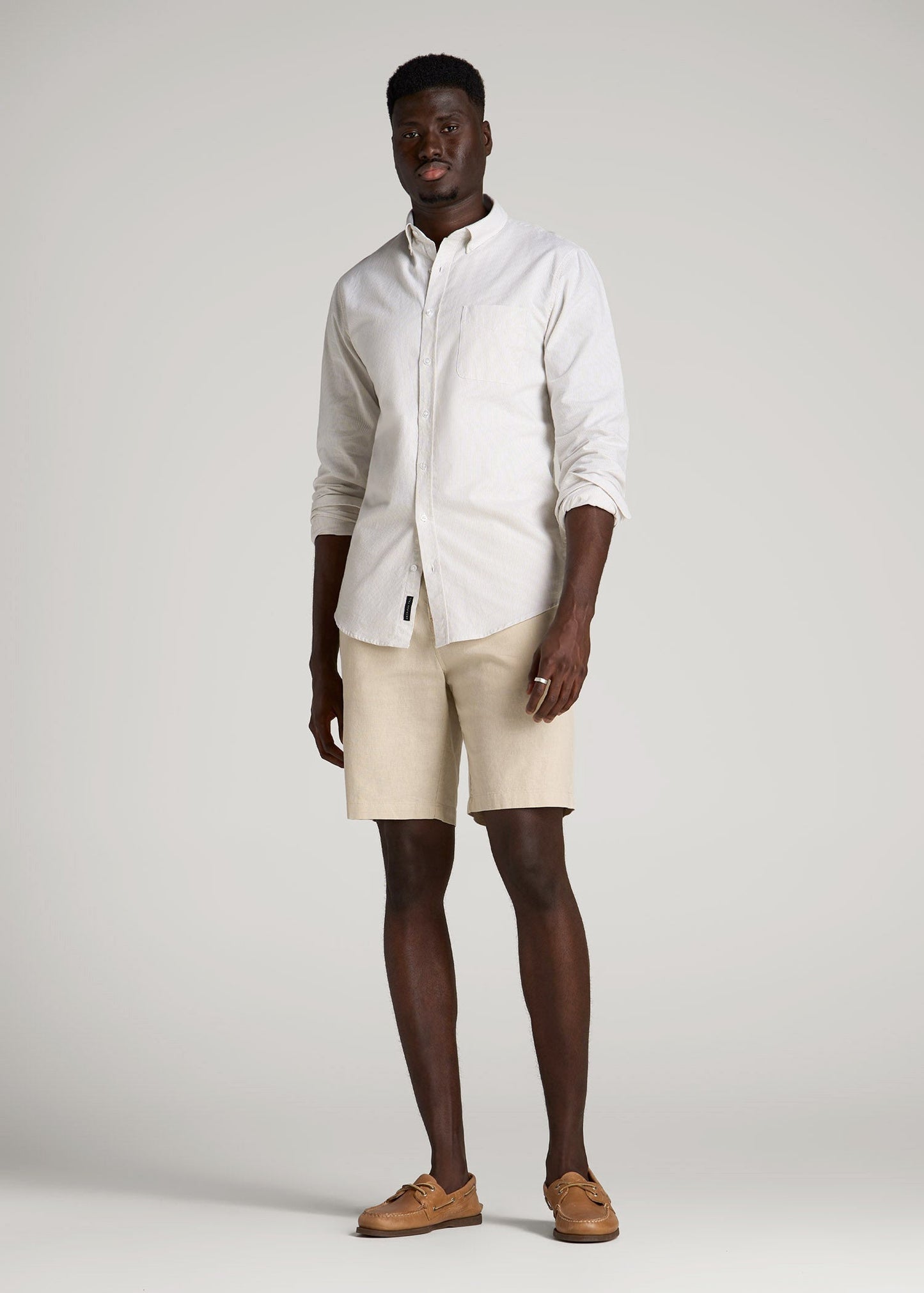 American Tall Men Linen Shorts For Tall Men in Sandstone