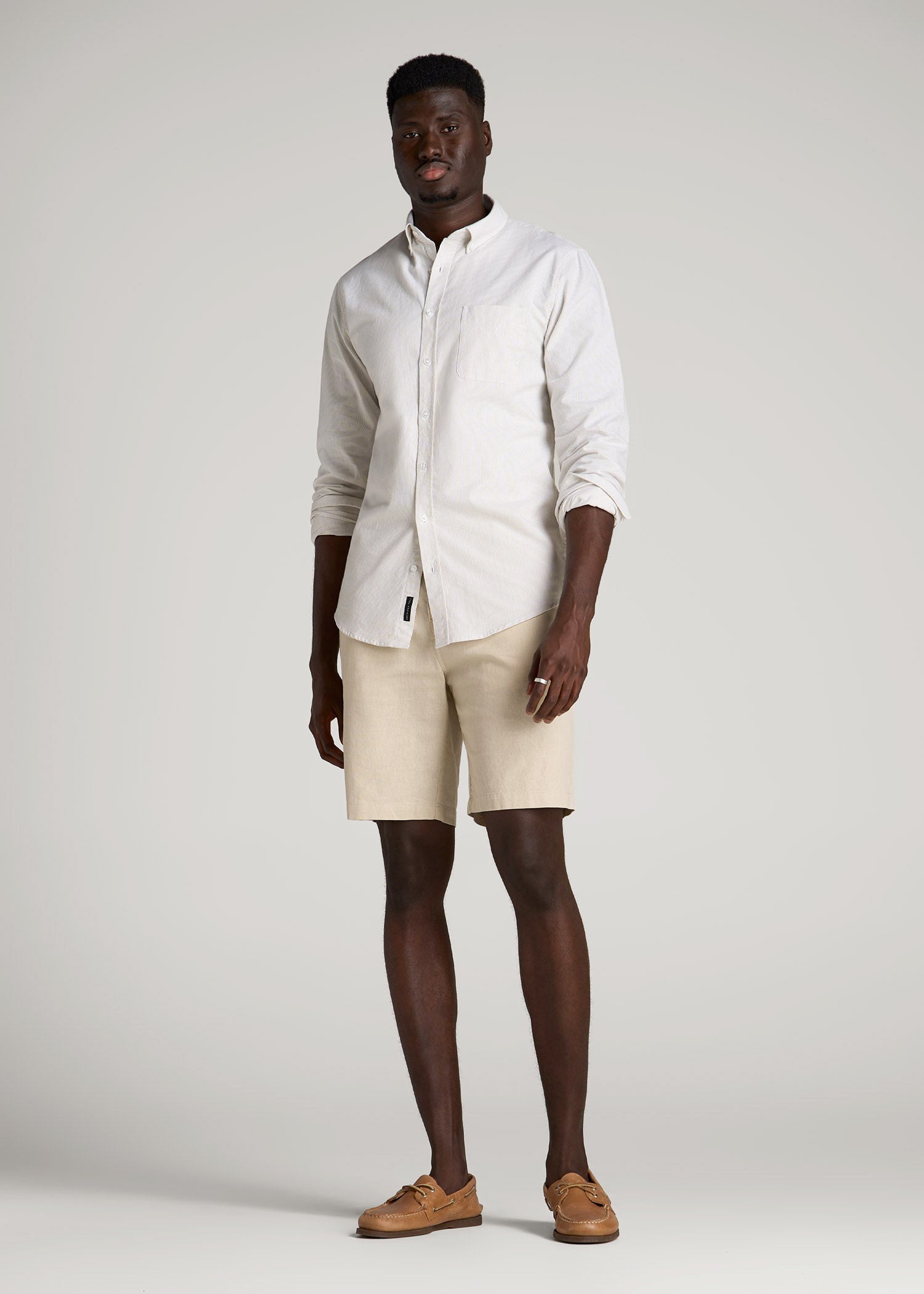 American Tall Men Linen Shorts For Tall Men in Sandstone