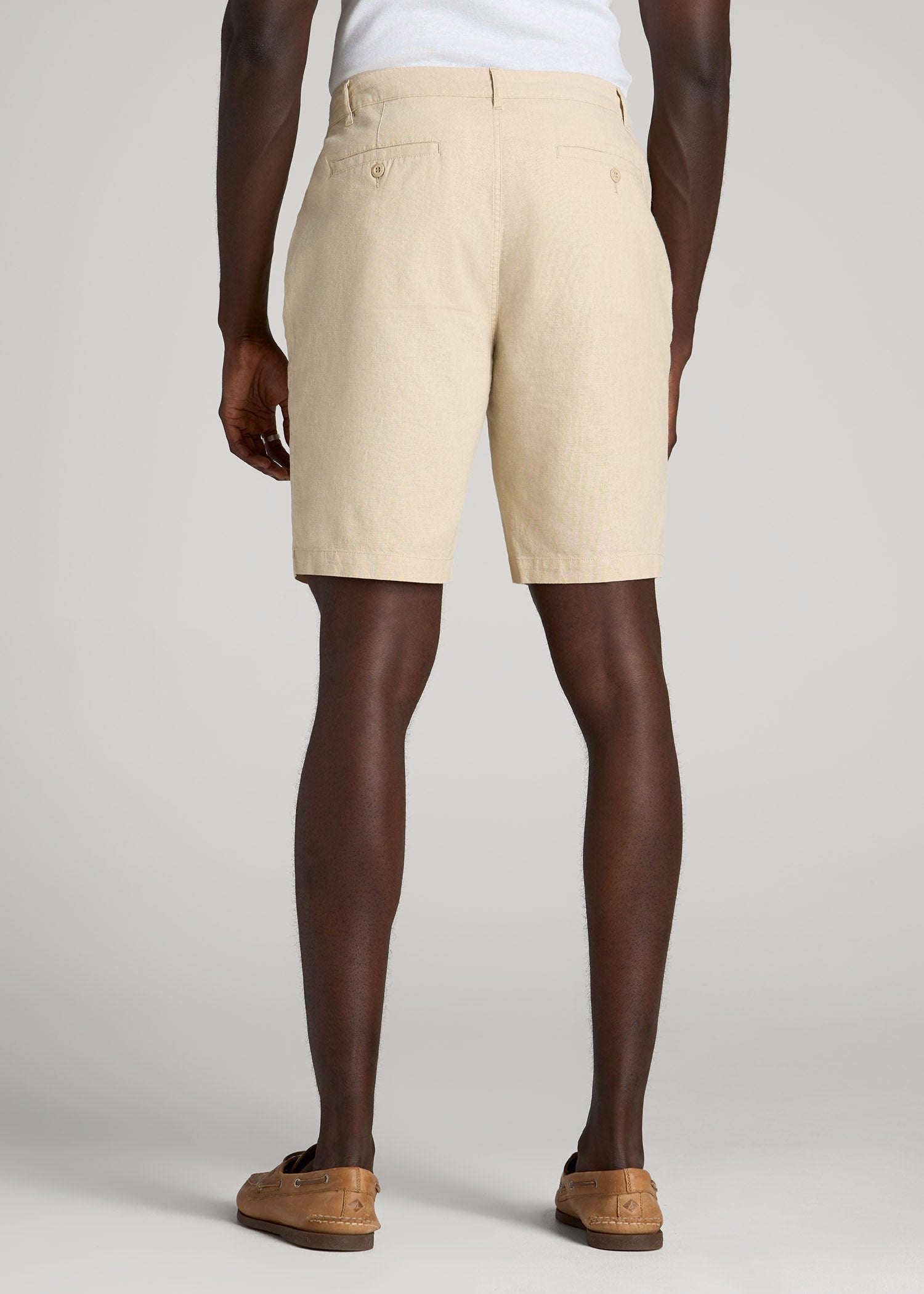 American Tall Men Linen Shorts For Tall Men in Sandstone