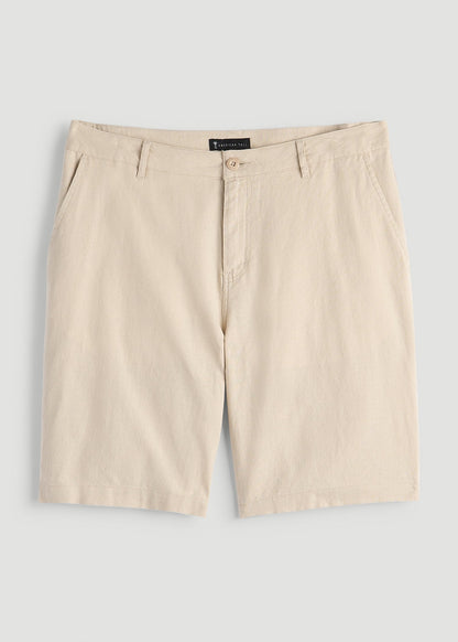 American Tall Men Linen Shorts For Tall Men in Sandstone