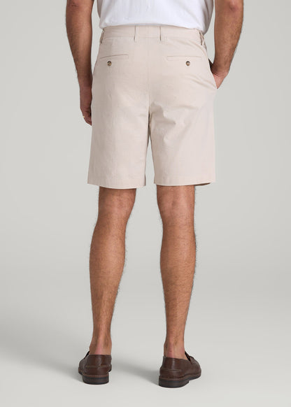American Tall Men Seersucker Shorts for Tall Men in Soft Beige