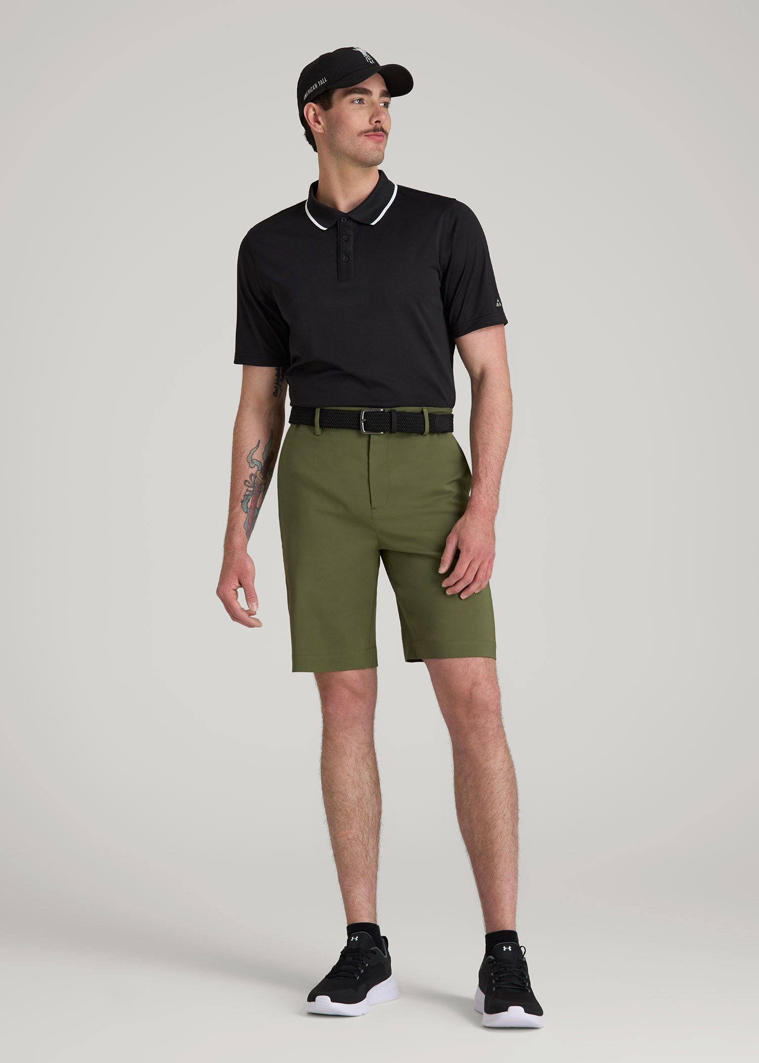 American Tall Men Tech Chino Shorts for Tall Men in Bright Olive