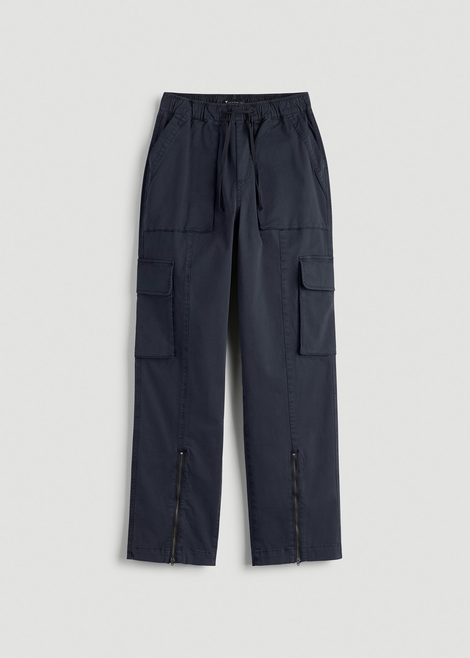 American Tall Men|Women High Rise Garment Dyed Baggy Cargo Pants for Tall Women in Deep Navy