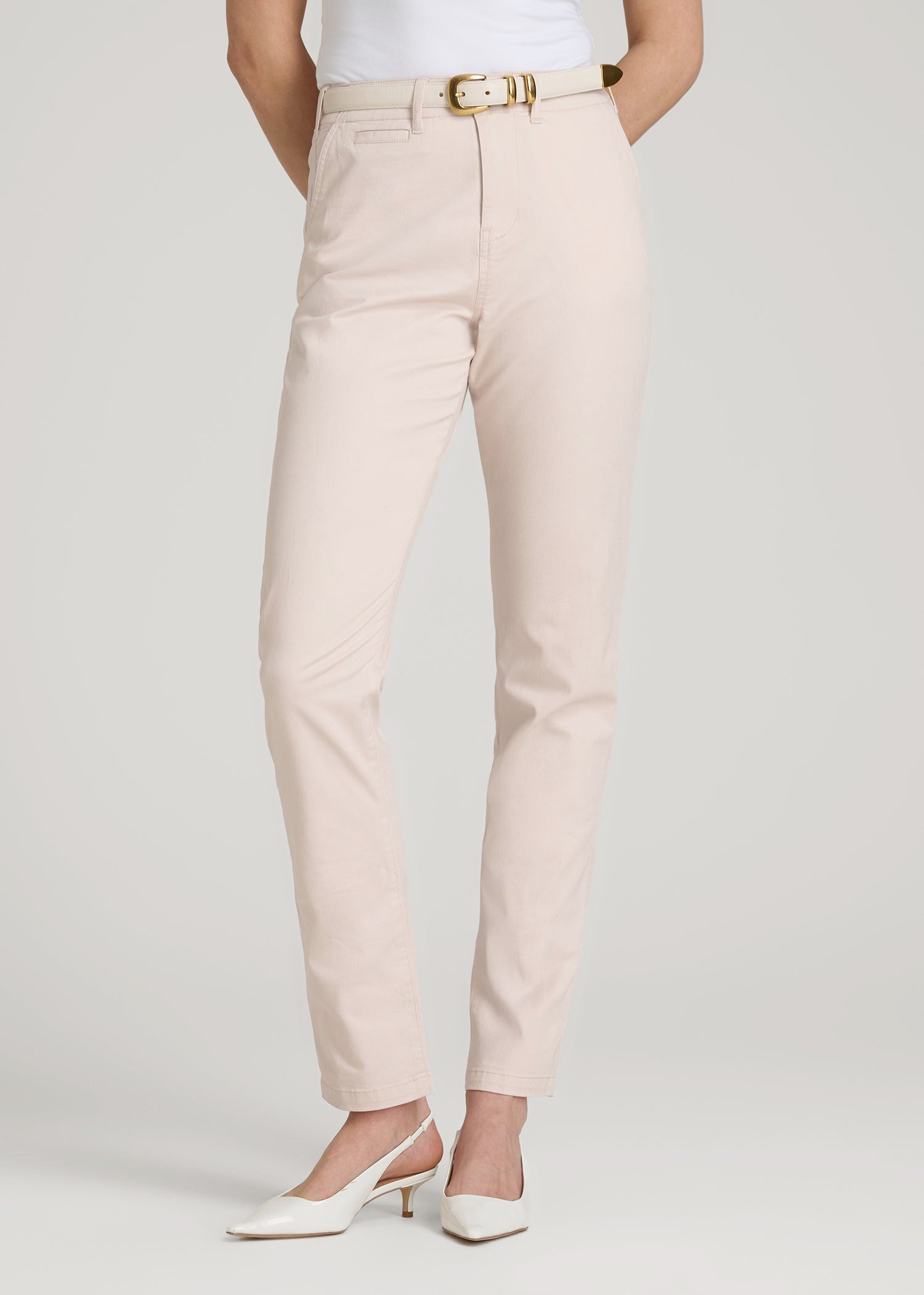 American Tall Men|Women High Rise Tapered Chino Pants for Tall Women in Shell
