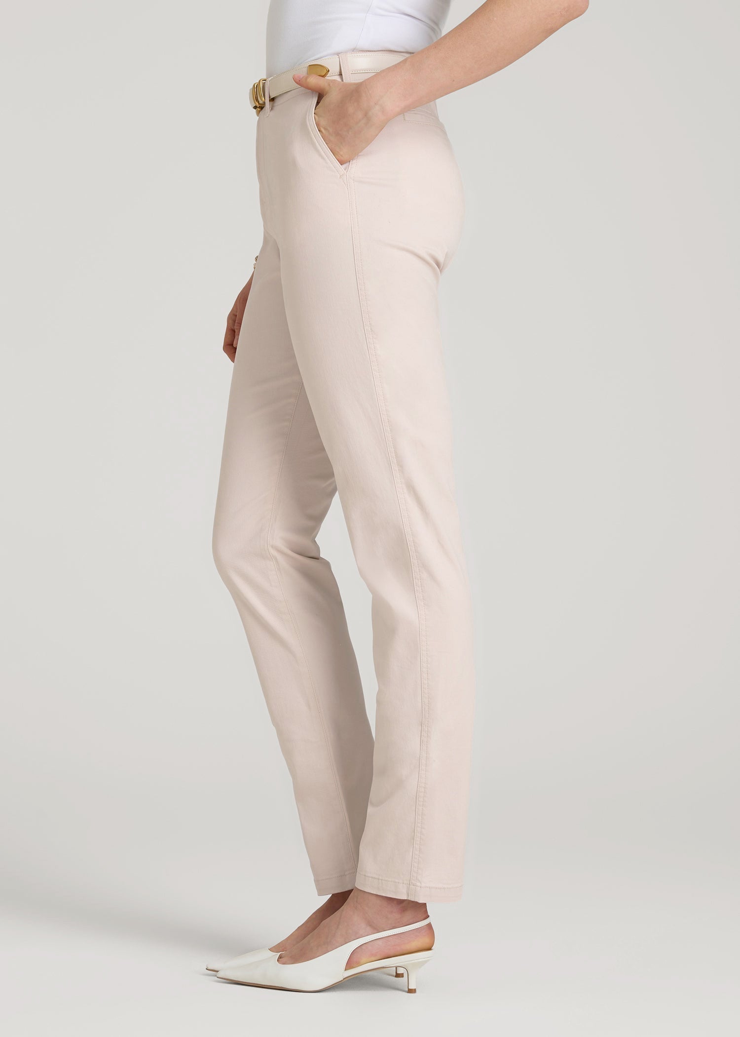 American Tall Men|Women High Rise Tapered Chino Pants for Tall Women in Shell