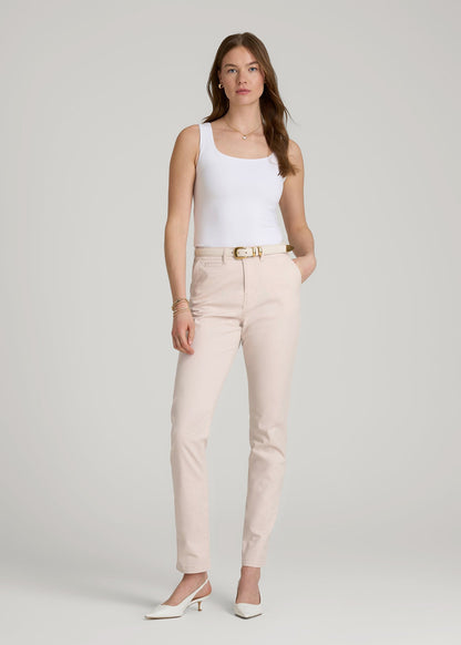 American Tall Men|Women High Rise Tapered Chino Pants for Tall Women in Shell