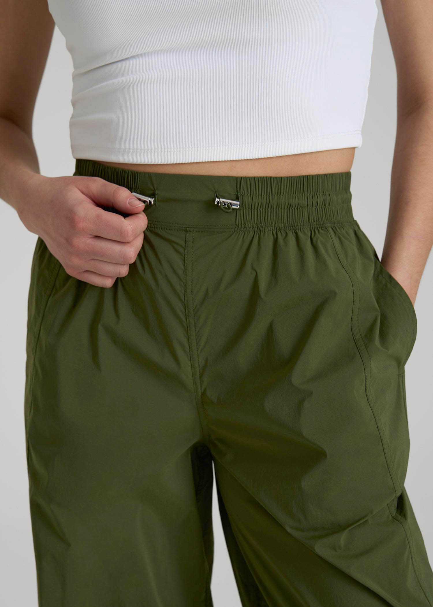 American Tall Men|Women Parachute Jogger for Tall Women in Kale Green