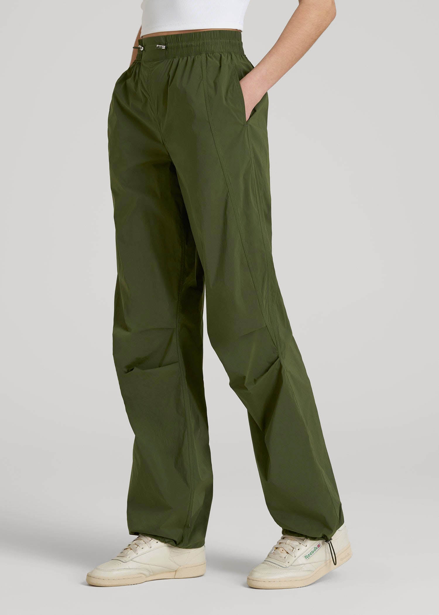 American Tall Men|Women Parachute Jogger for Tall Women in Kale Green