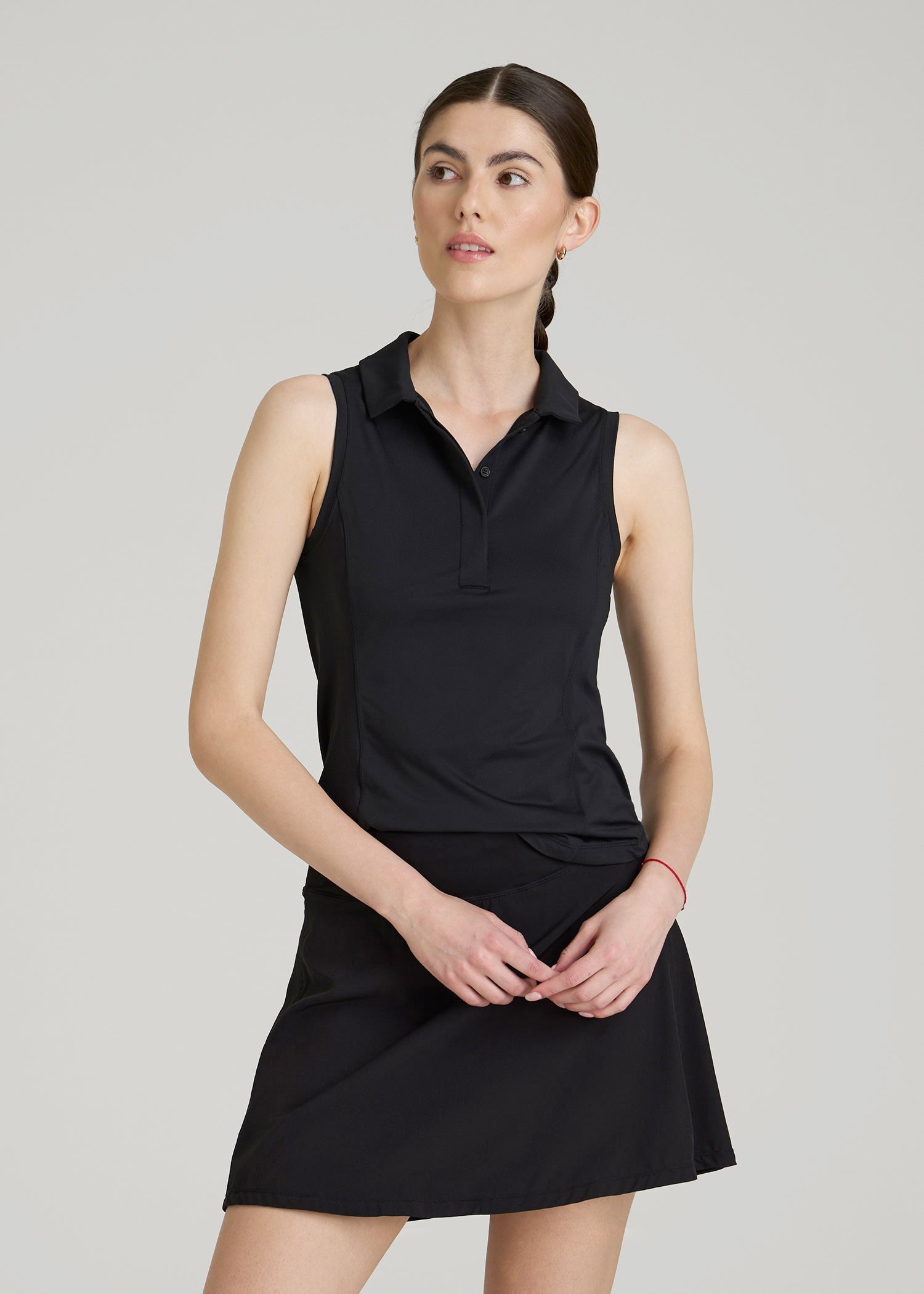 American Tall Men|Women Active Sleeveless Polo Shirt for Tall Women in Black