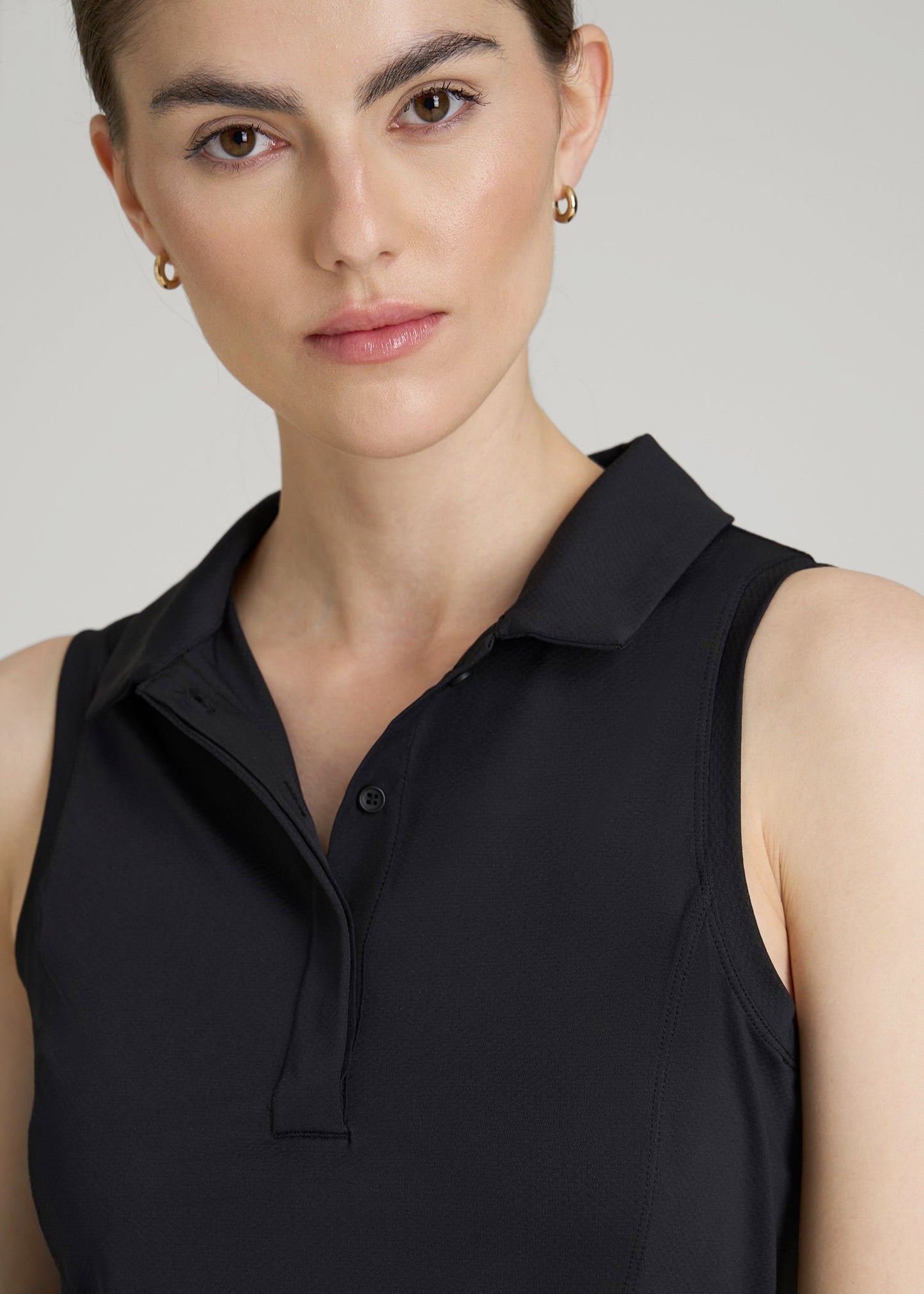 American Tall Men|Women Active Sleeveless Polo Shirt for Tall Women in Black