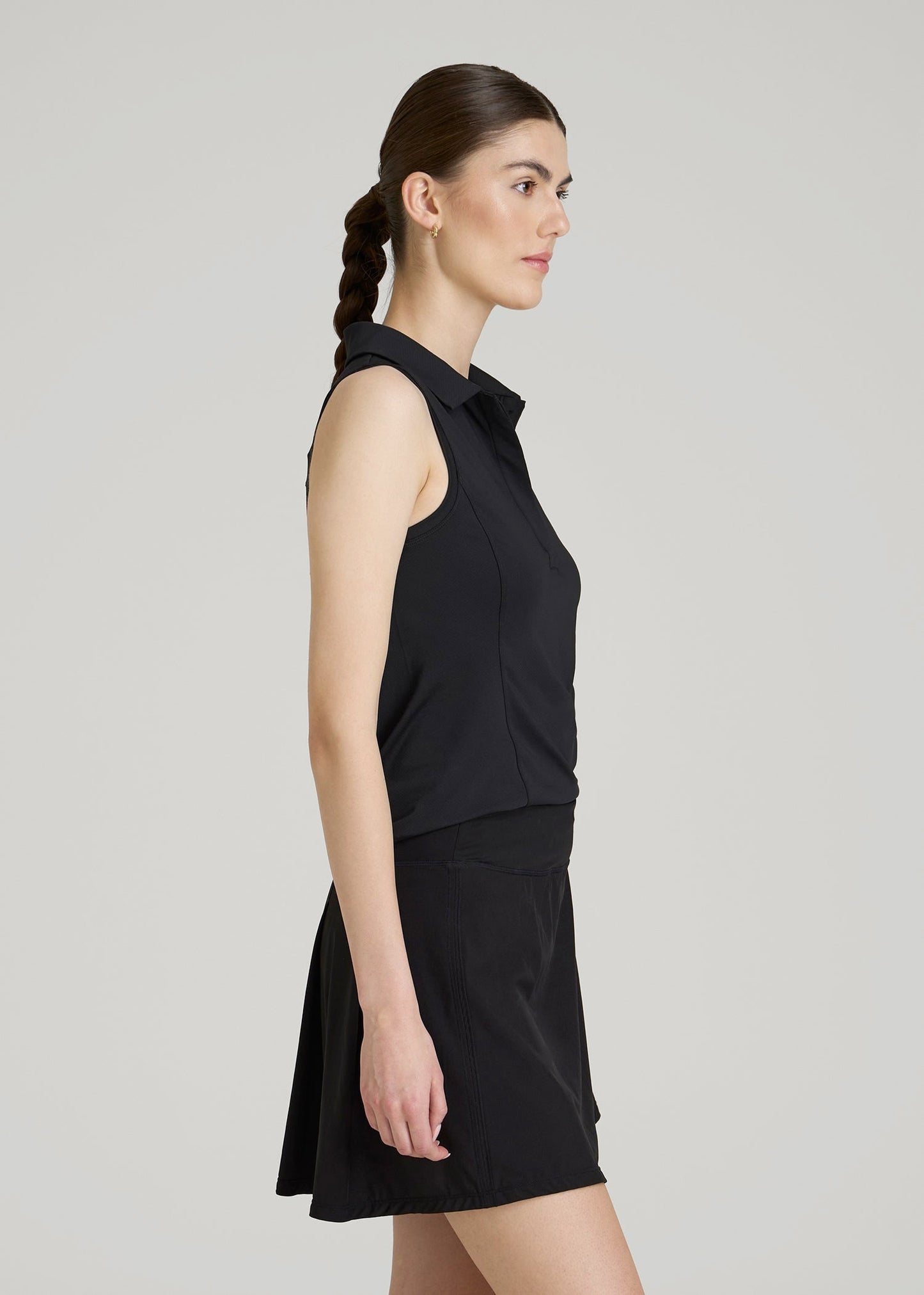 American Tall Men|Women Active Sleeveless Polo Shirt for Tall Women in Black