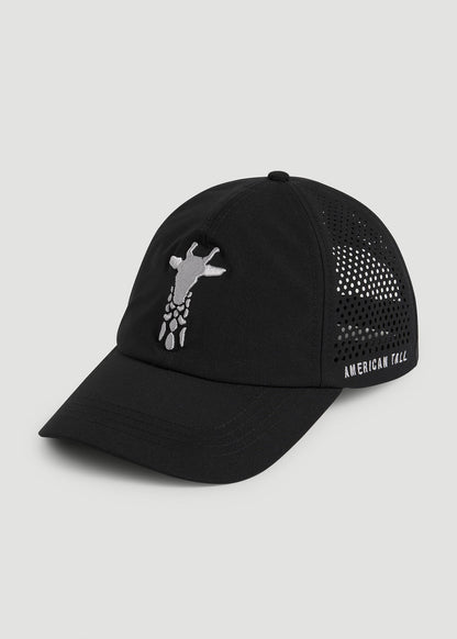 American Tall Men Lightweight Perforated Hat in Black with Grey Logo