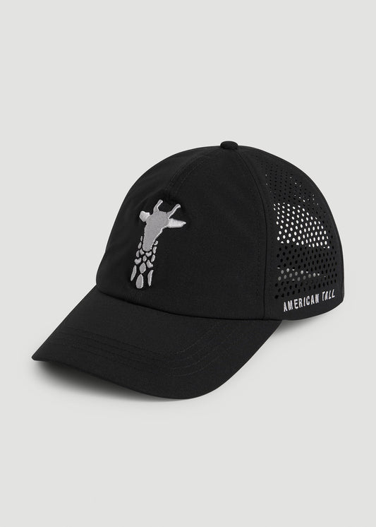 American Tall Men Lightweight Perforated Hat in Black with Grey Logo