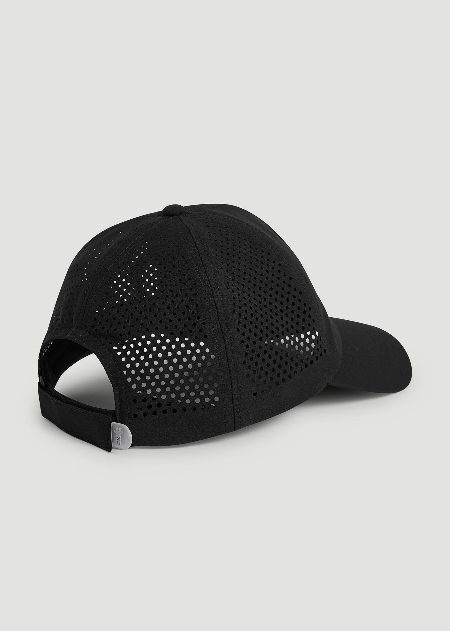 American Tall Men Lightweight Perforated Hat in Black with Grey Logo