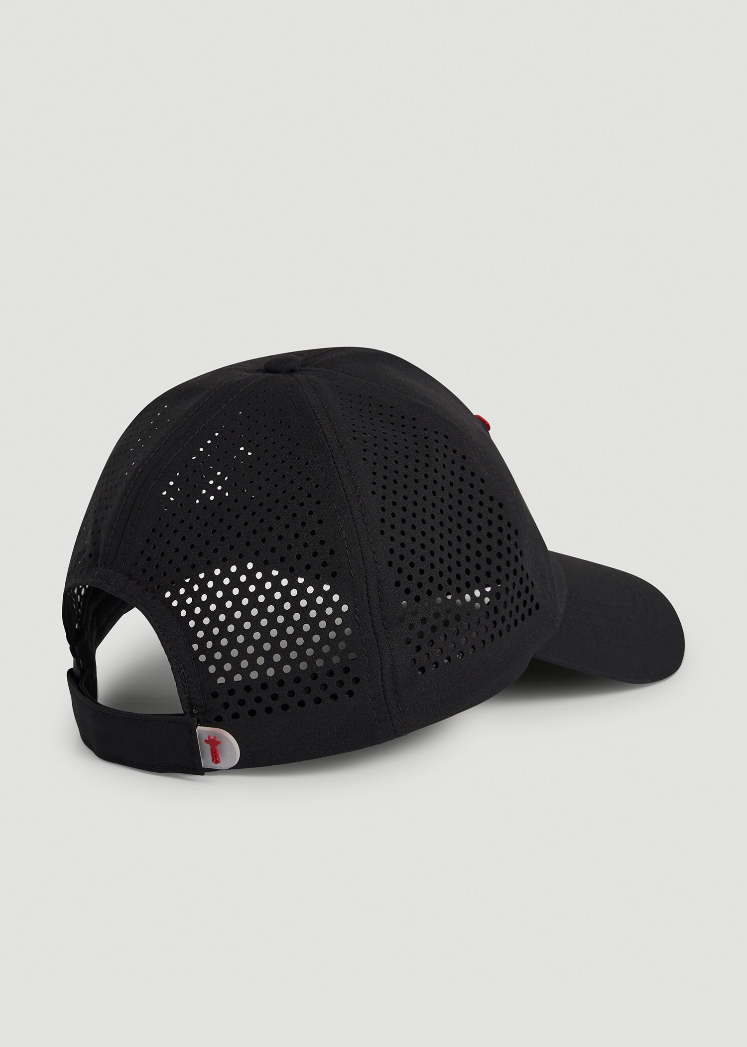 American Tall Men Lightweight Perforated Hat in Black with Red Logo