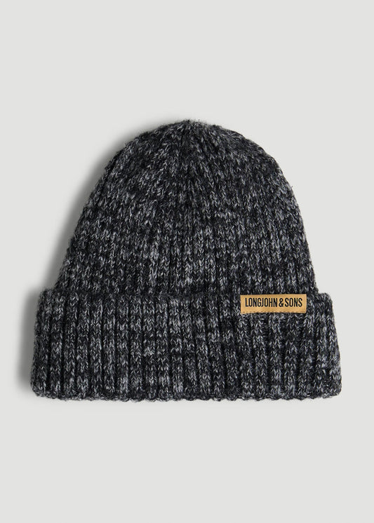 American Tall Men LJ&S Wool Blend Beanie for Tall Men in Charcoal Mix