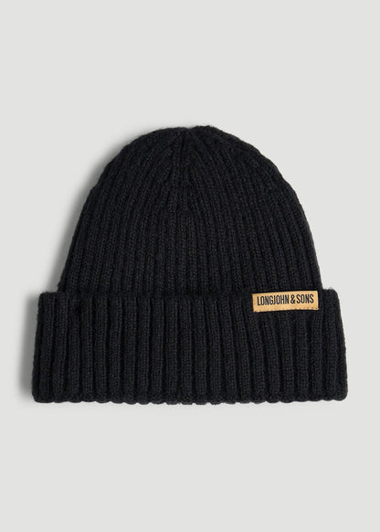 American Tall Men LJ&S Wool Blend Beanie for Tall Men in Black