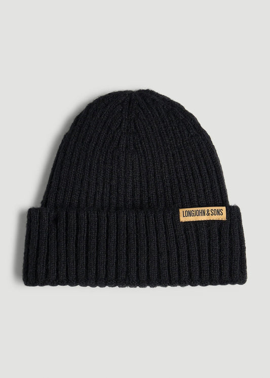 American Tall Men LJ&S Wool Blend Beanie for Tall Men in Black