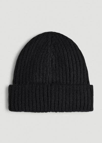 American Tall Men LJ&S Wool Blend Beanie for Tall Men in Black