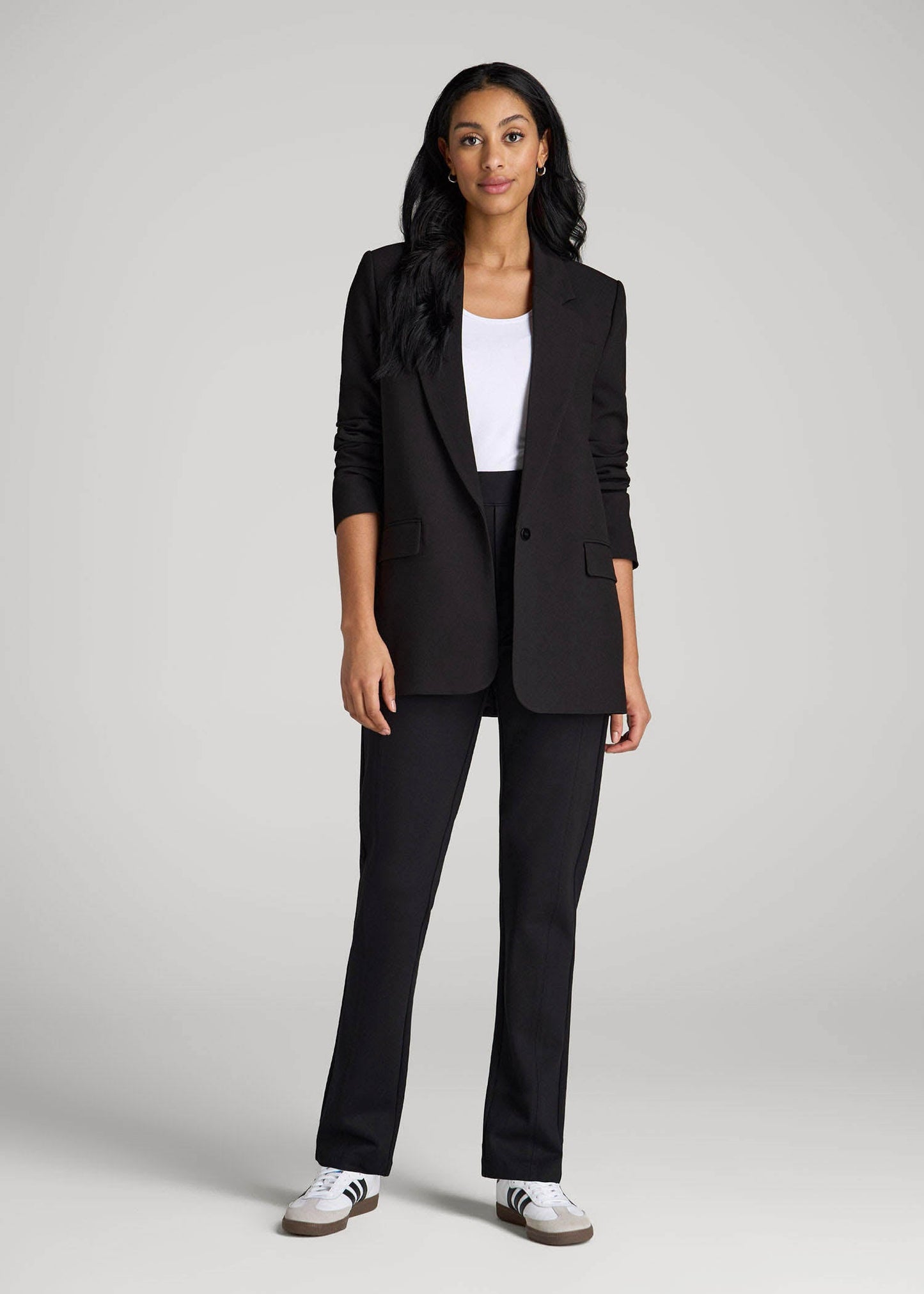 American Tall Women Pull-On Slim Dress Pants for Tall Women in Black