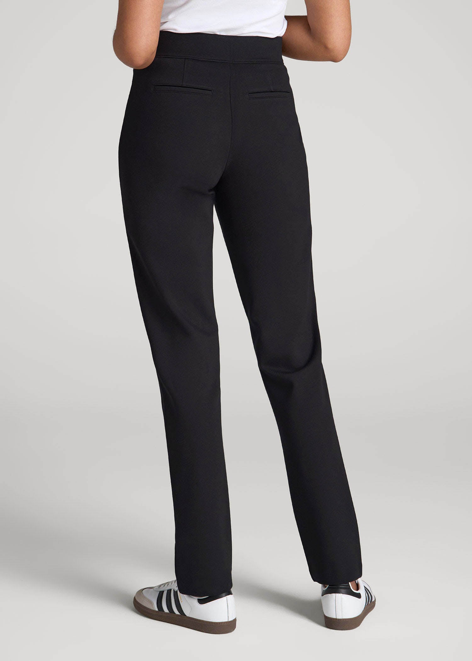 American Tall Women Pull-On Slim Dress Pants for Tall Women in Black
