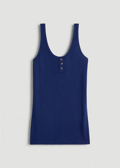American Tall Women Waffle Tank Top for Tall Women in Midnight Blue