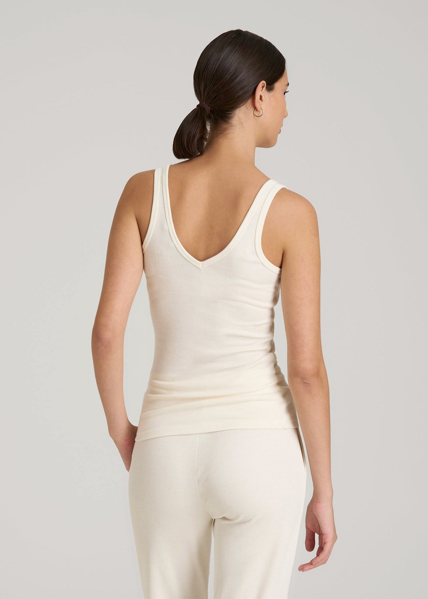 American Tall Women Waffle Tank Top for Tall Women in White Alyssum