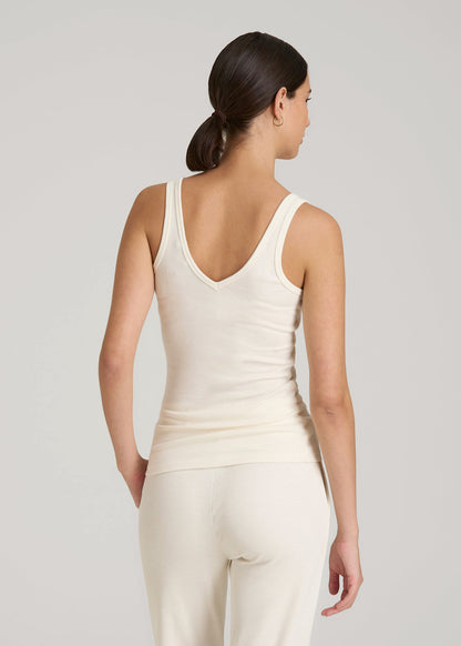American Tall Women Waffle Tank Top for Tall Women in White Alyssum