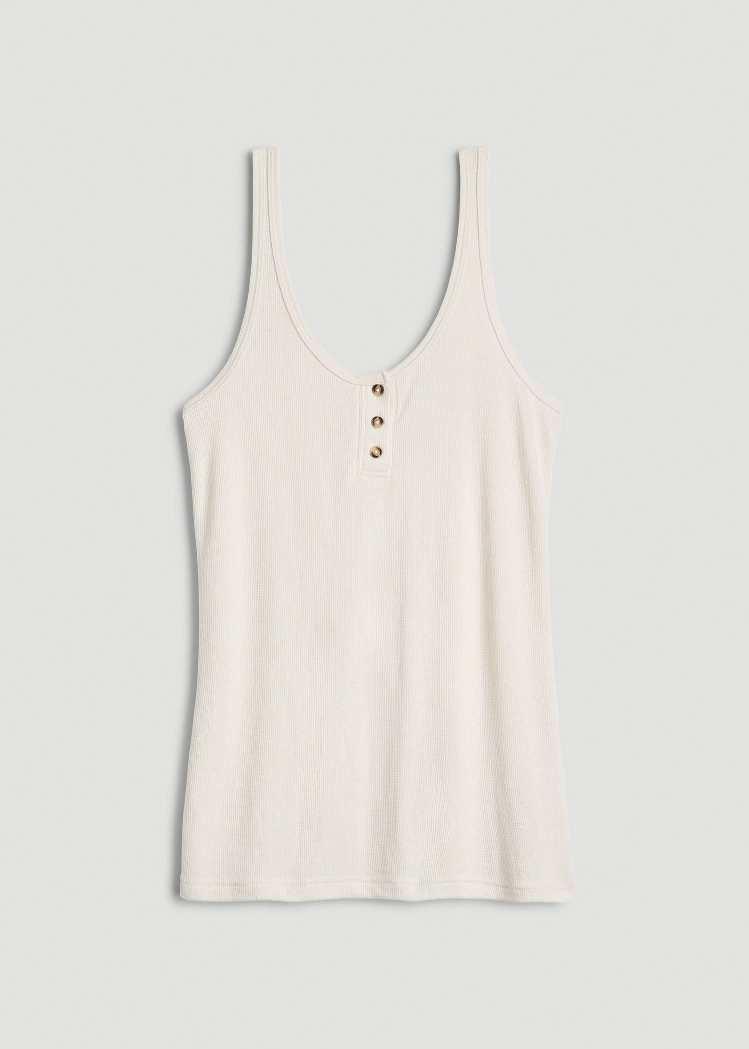 American Tall Women Waffle Tank Top for Tall Women in White Alyssum