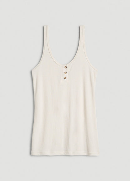 American Tall Women Waffle Tank Top for Tall Women in White Alyssum