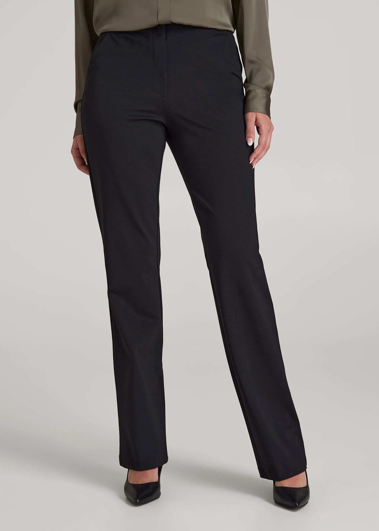 American Tall Women Freedom Flex Straight Leg Dress Pants for Tall Women in Black