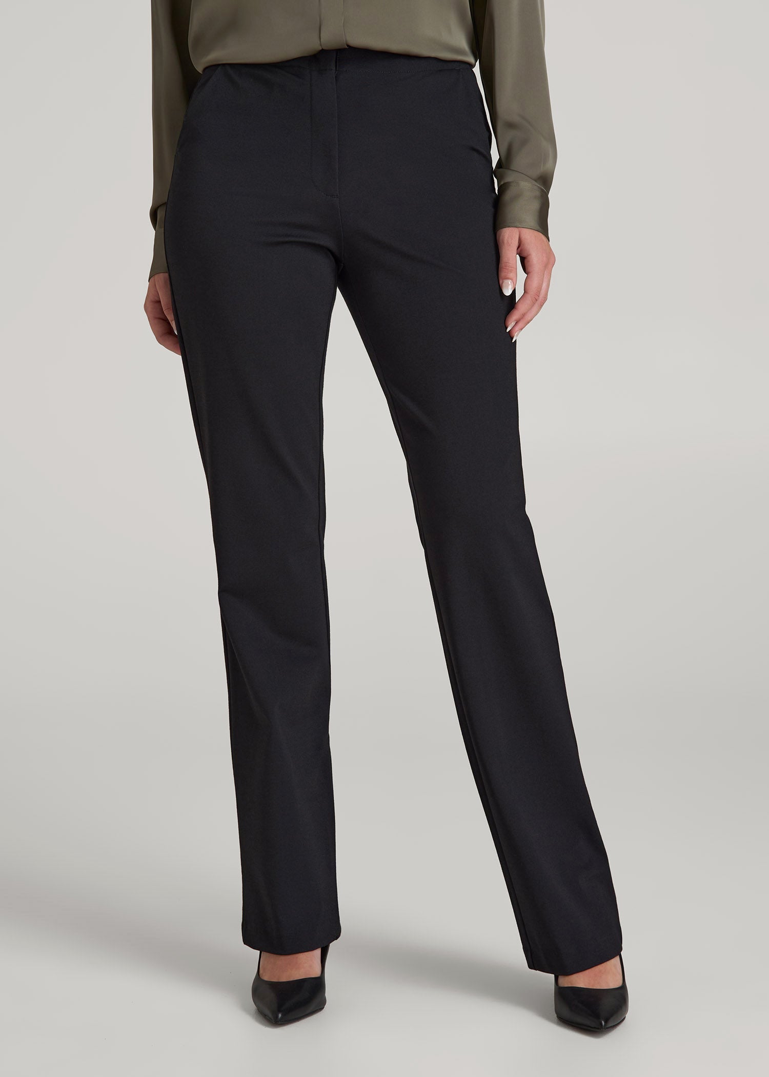 American Tall Women Freedom Flex Straight Leg Dress Pants for Tall Women in Black