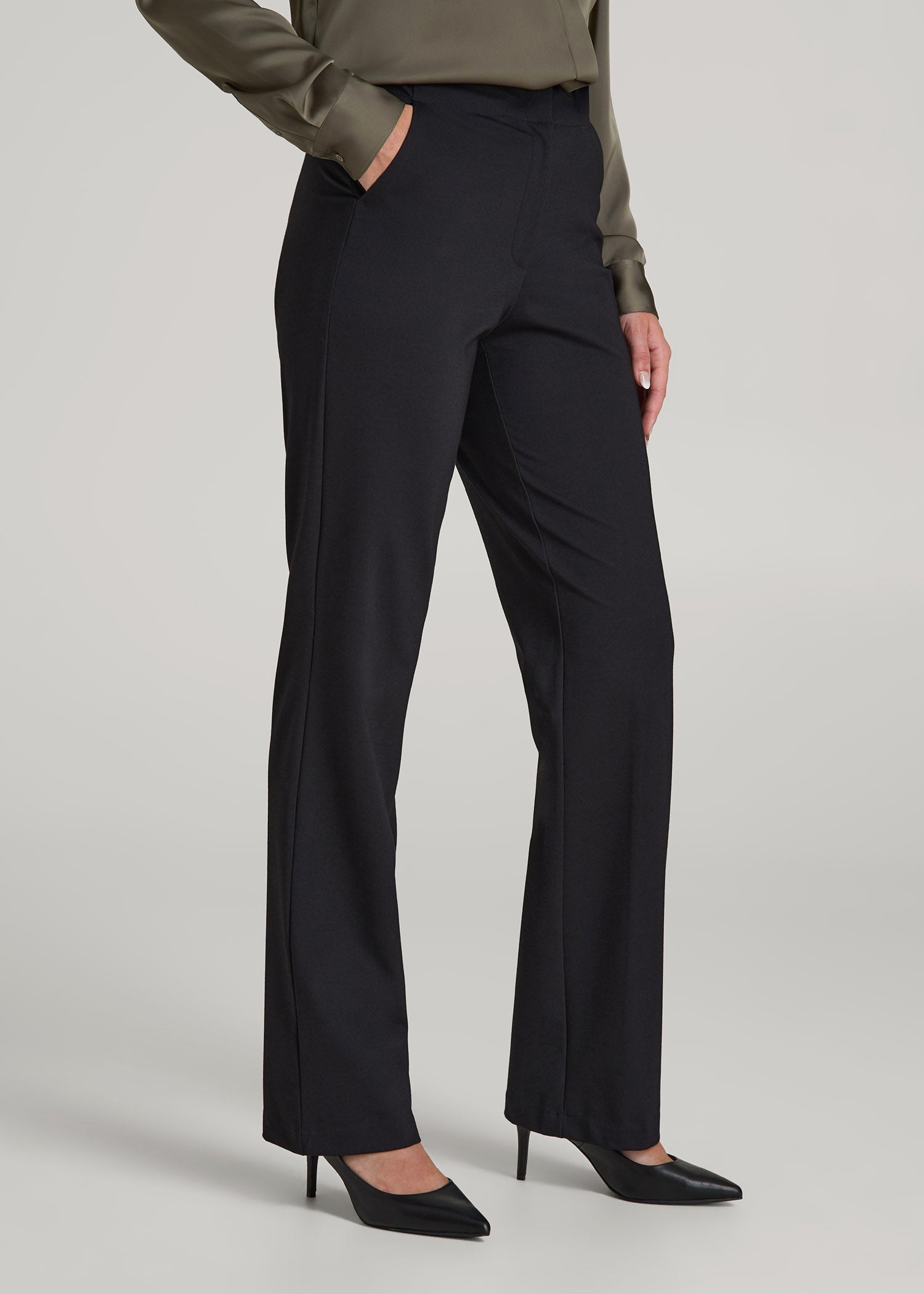 American Tall Women Freedom Flex Straight Leg Dress Pants for Tall Women in Black