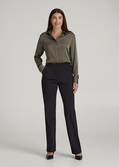 American Tall Women Freedom Flex Straight Leg Dress Pants for Tall Women in Black
